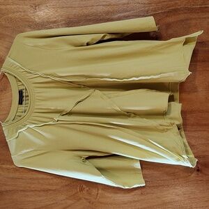 *Like New* Snapdragon & Twig Asymmetrical Patchwork Tee Lime Green ¾-Sleeve S